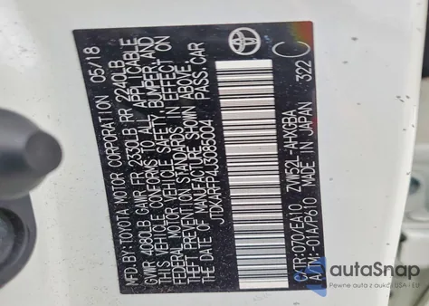 2018 Toyota Prius Prime z USA, uszkodzony, nr VIN JTDKARFP4J3085004